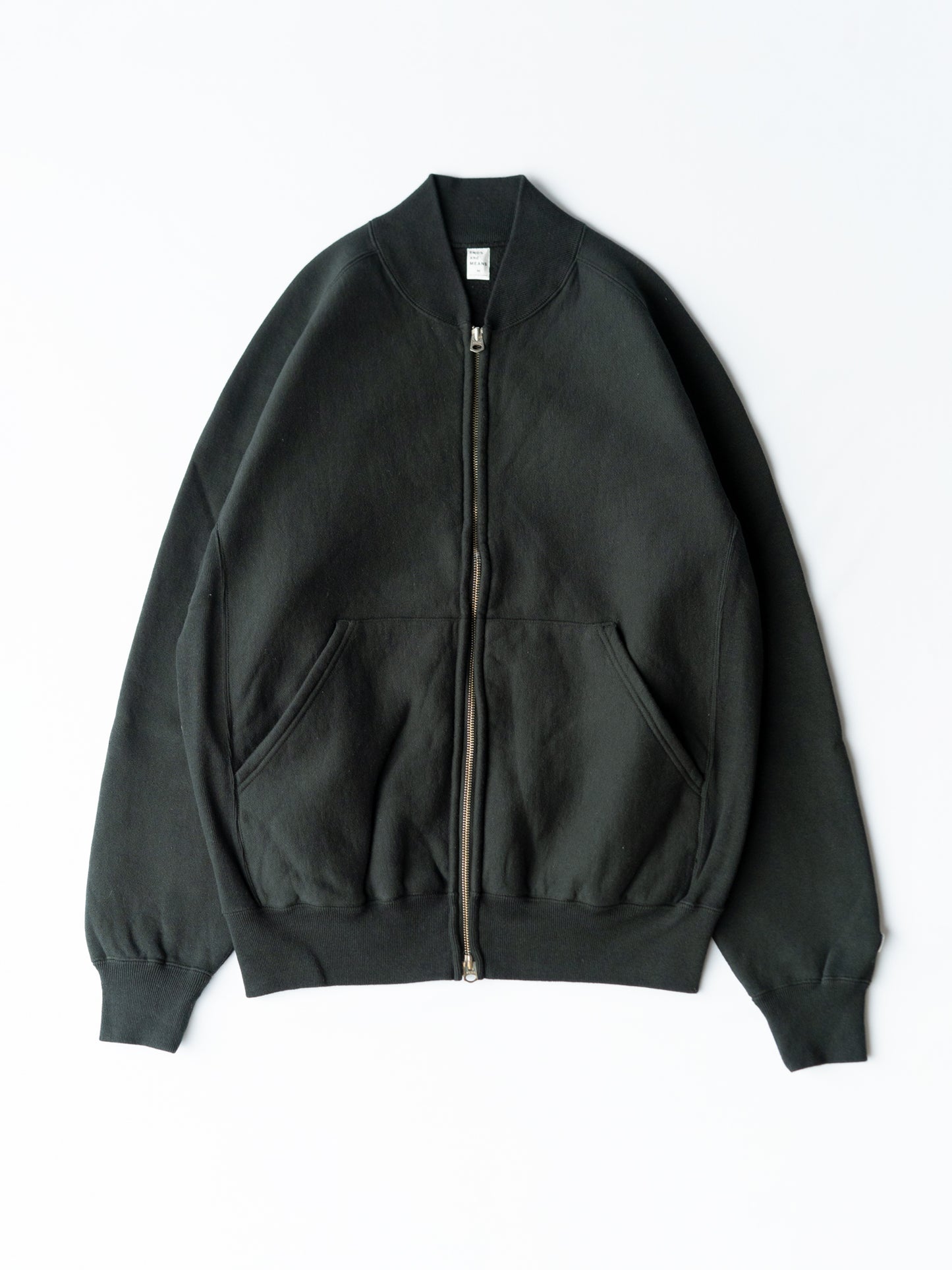 Zip Rib Neck Sweat