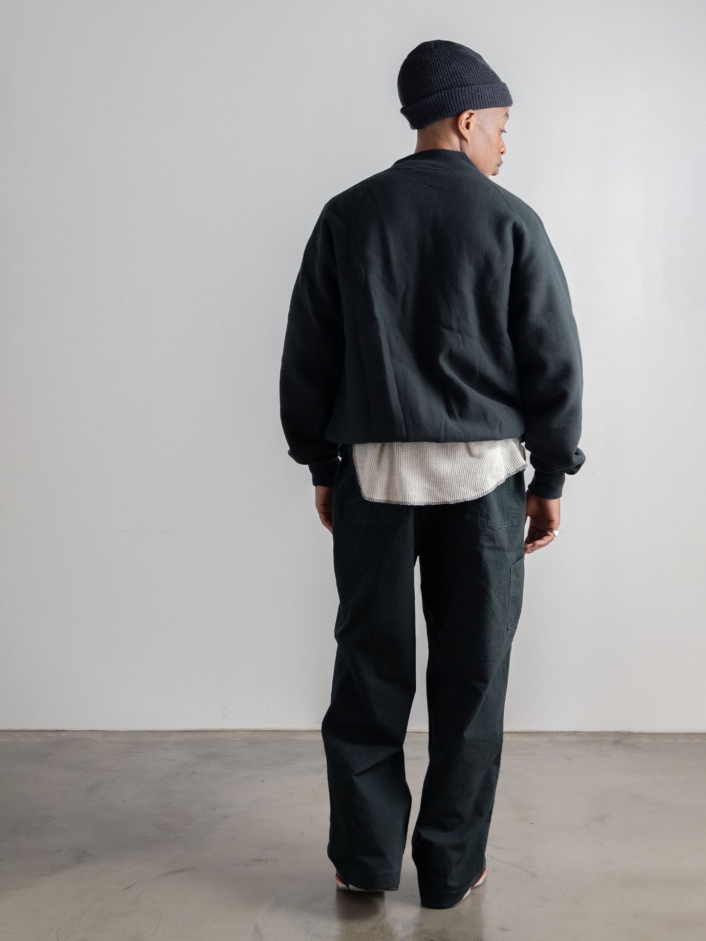 Zip Rib Neck Sweat