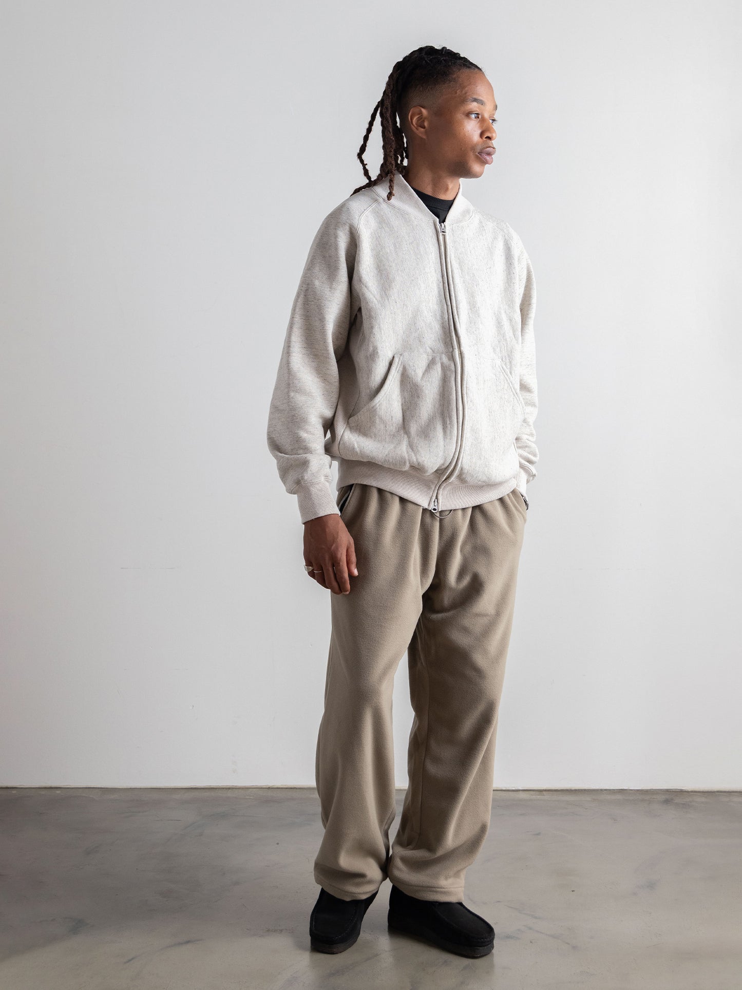 Zip Rib Neck Sweat