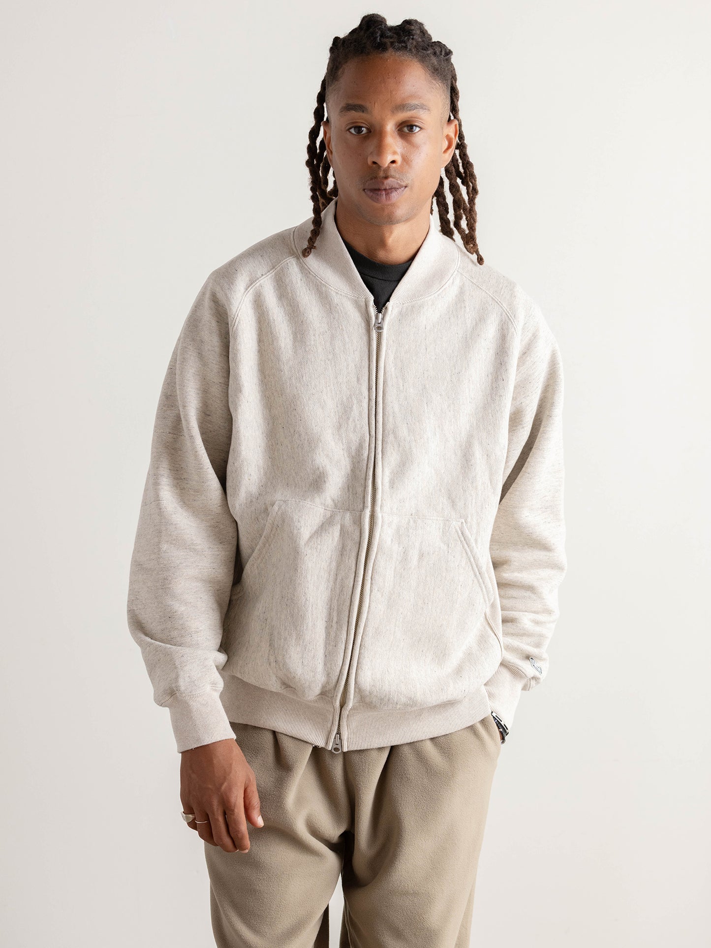 Zip Rib Neck Sweat