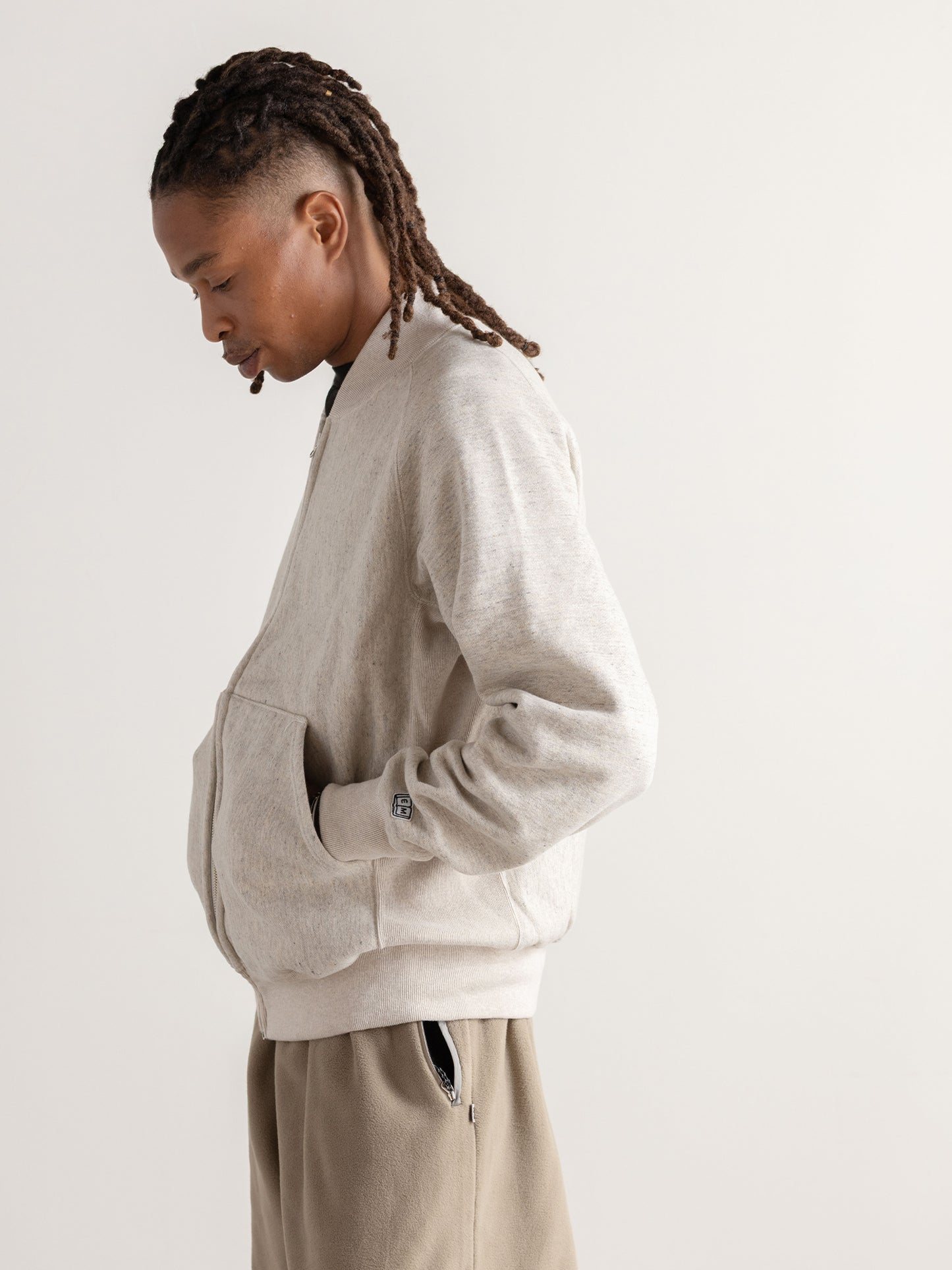 Zip Rib Neck Sweat