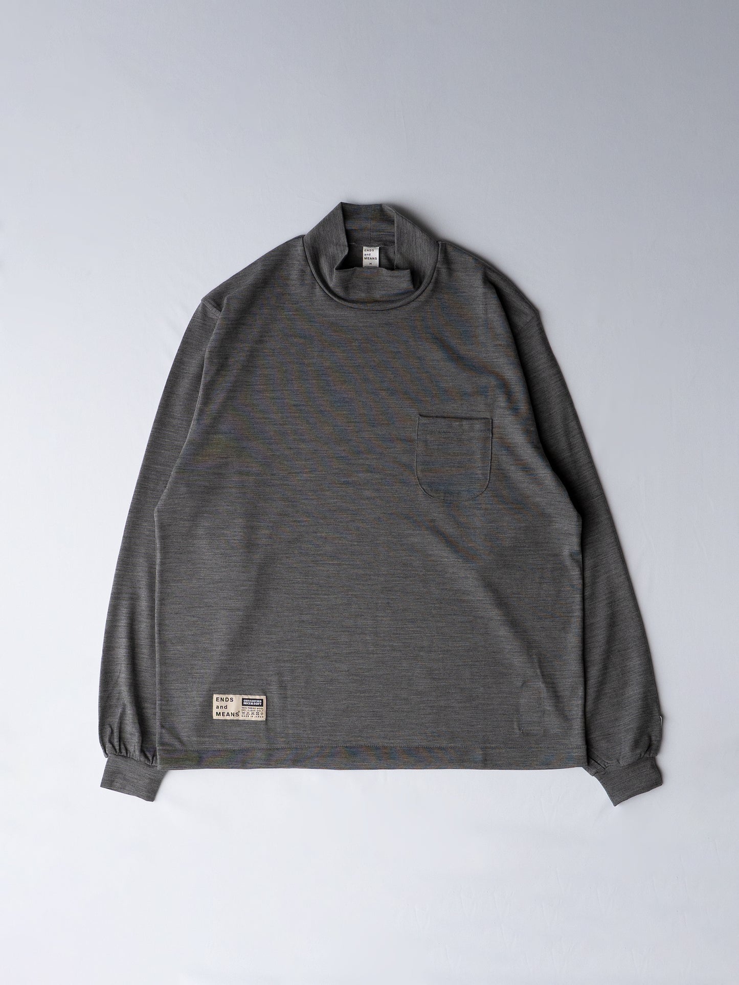 Merino Wool Pocket L/S Mock Neck Tee