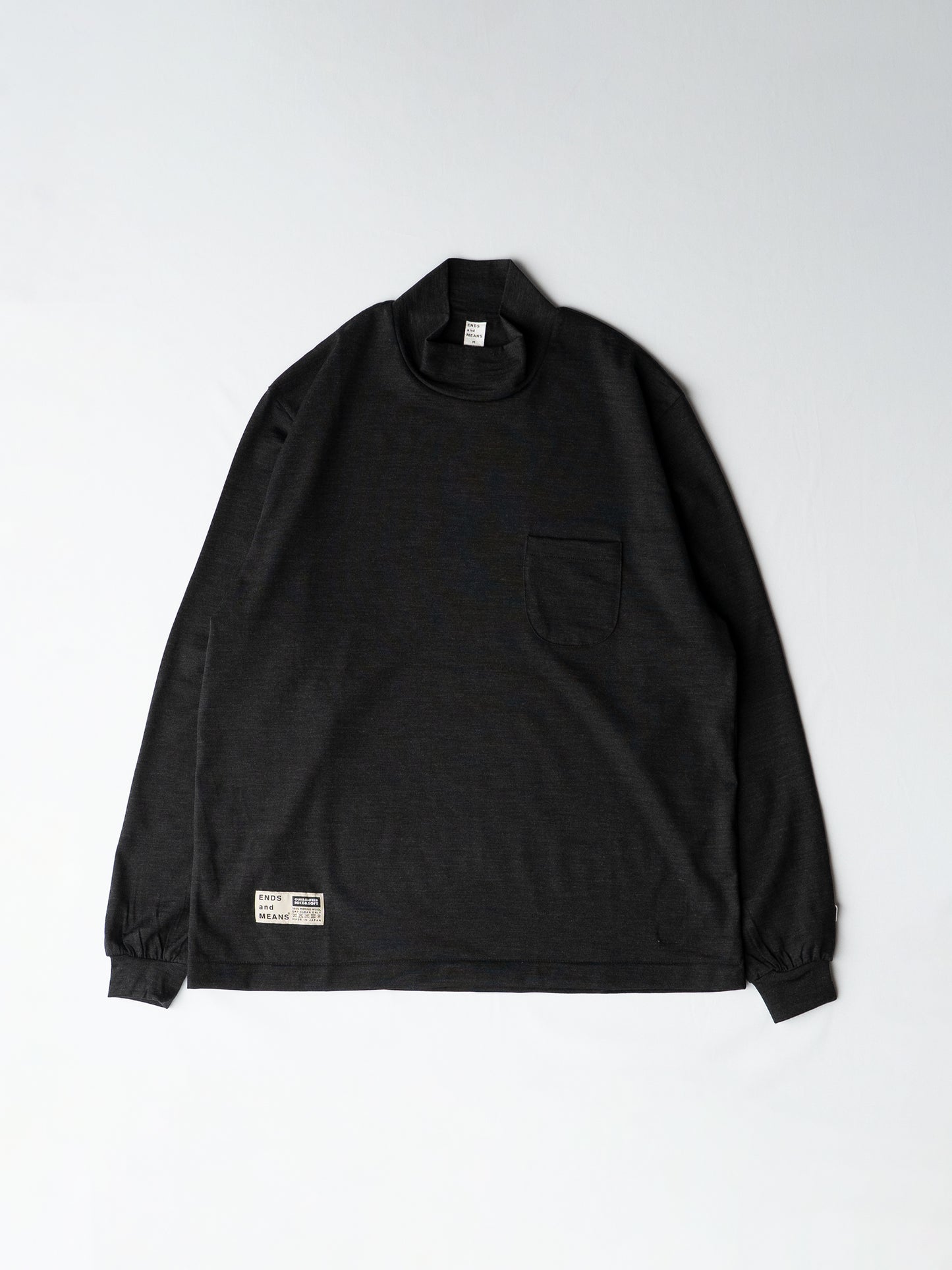 Merino Wool Pocket L/S Mock Neck Tee