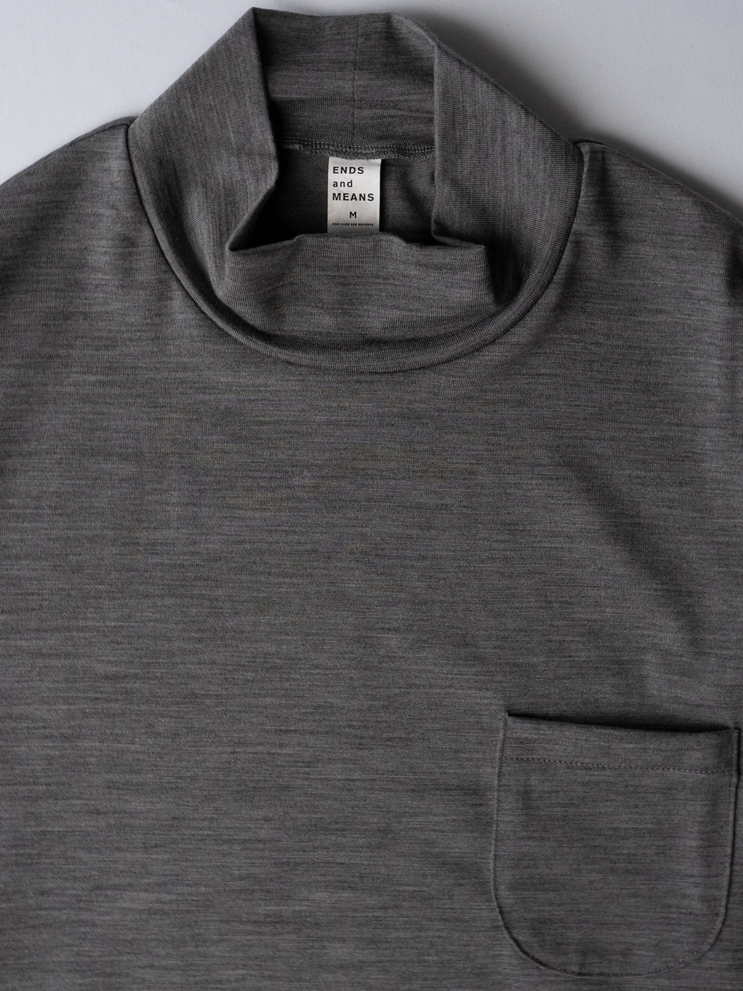 Merino Wool Pocket L/S Mock Neck Tee