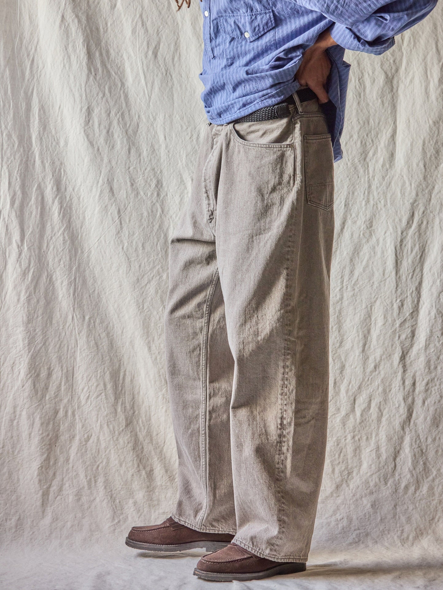 Relaxed fit 5 Pockets Denim Washed Moca