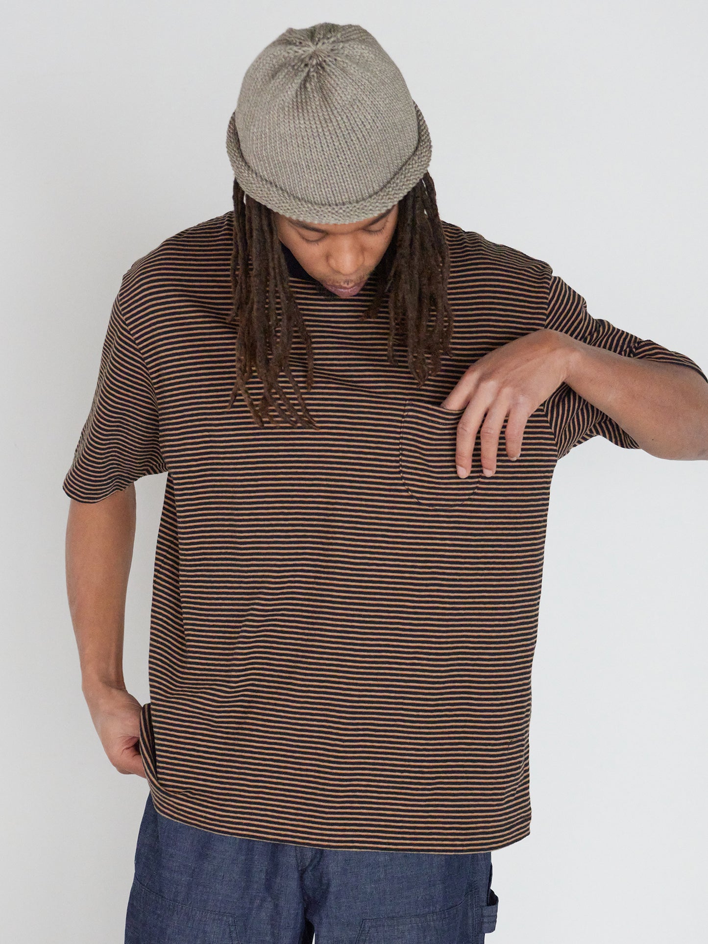 Horizontal striped Pocket Tee