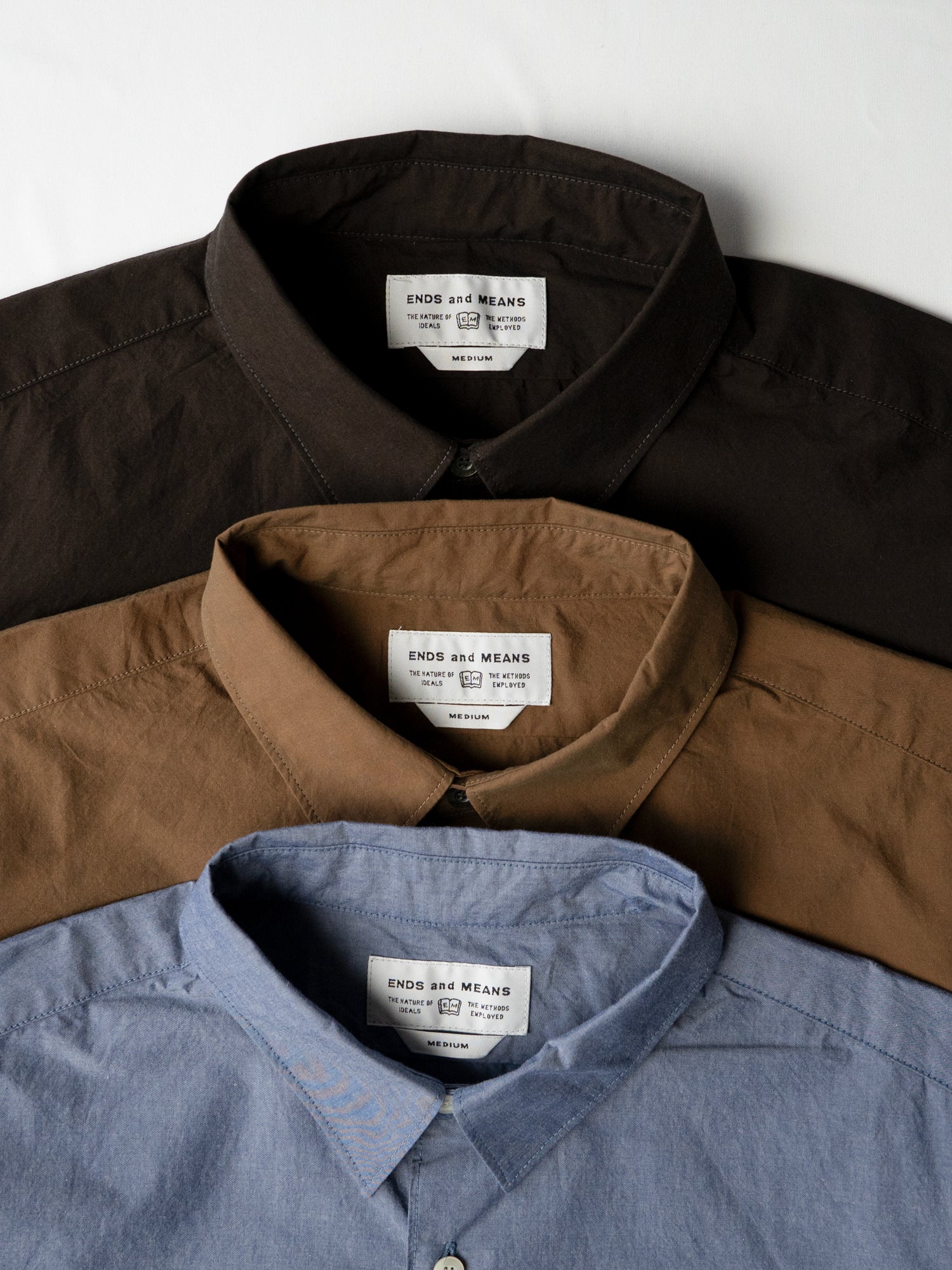 トップス ENDS and MEANS Aldous shirts Natural M Aldous-Shirts-Blue-Stripe-