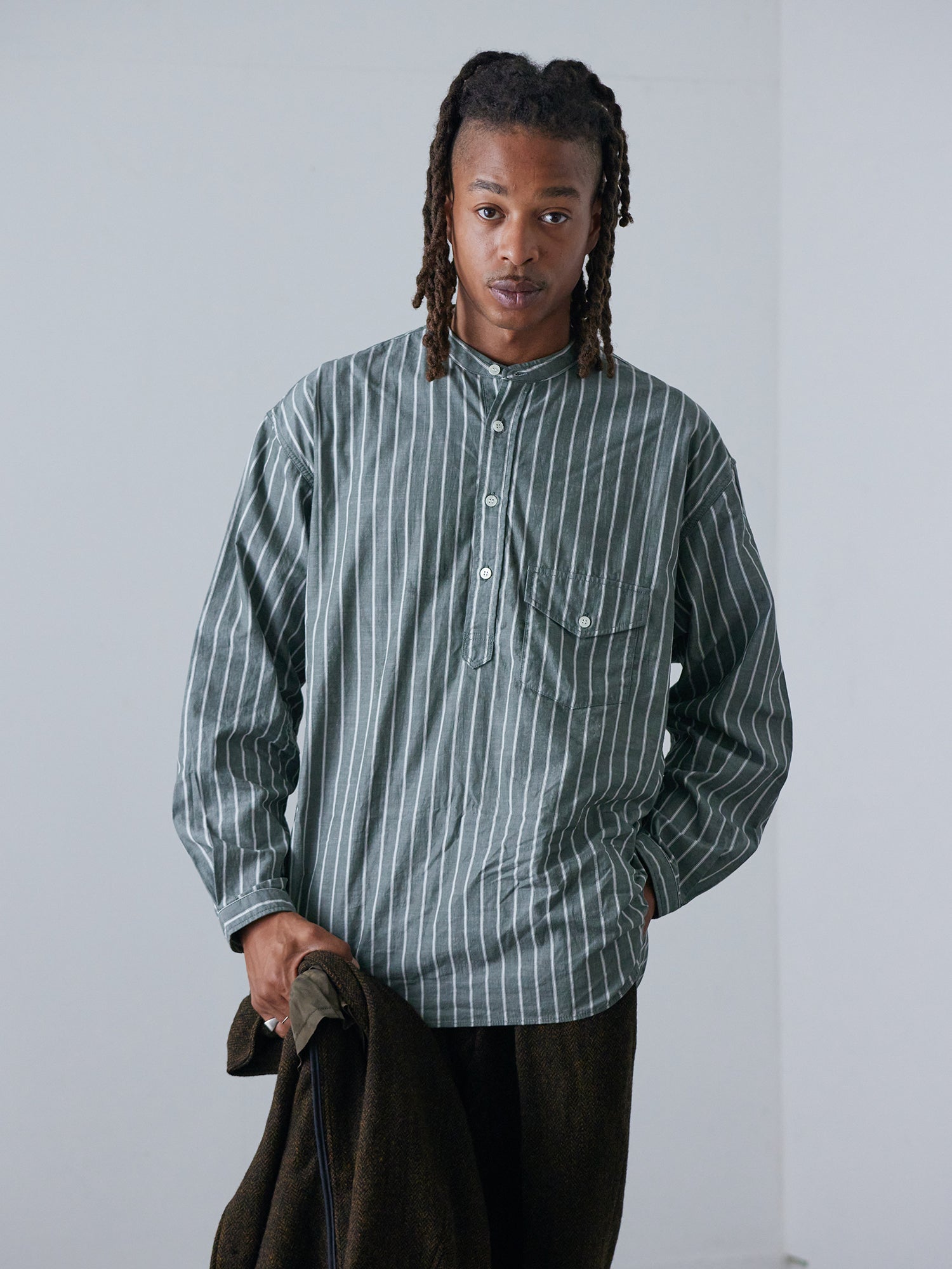 ENDS and MEANS P/O Band Collar Shirts S-