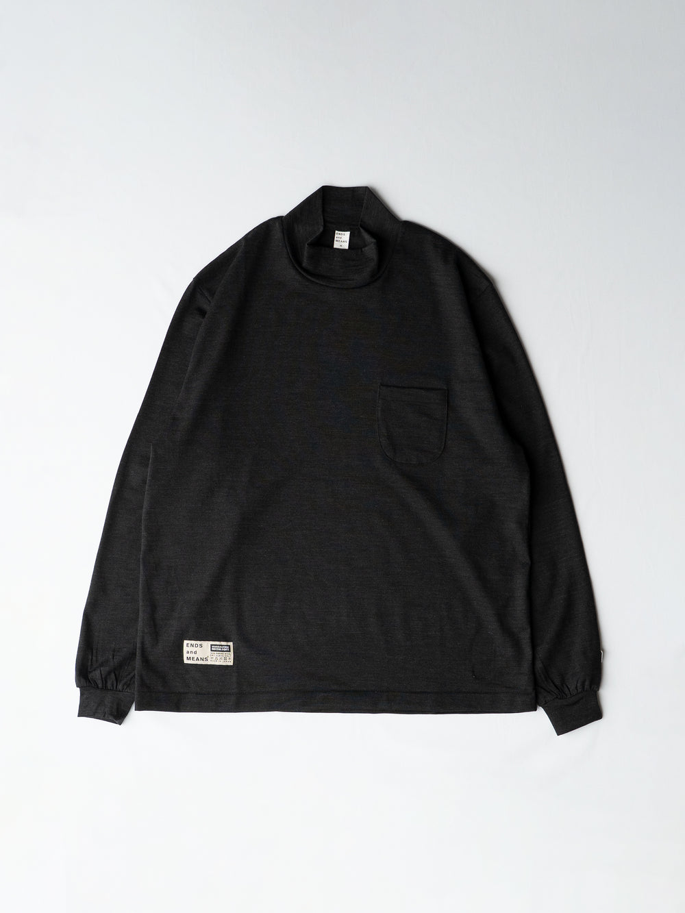 Merino Wool Pocket L/S Mock Neck Tee
