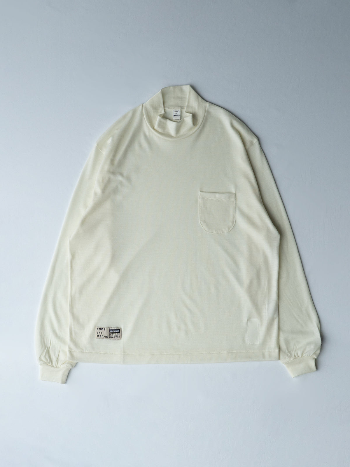 Merino Wool Pocket Long-Sleeve Mock Neck Tee