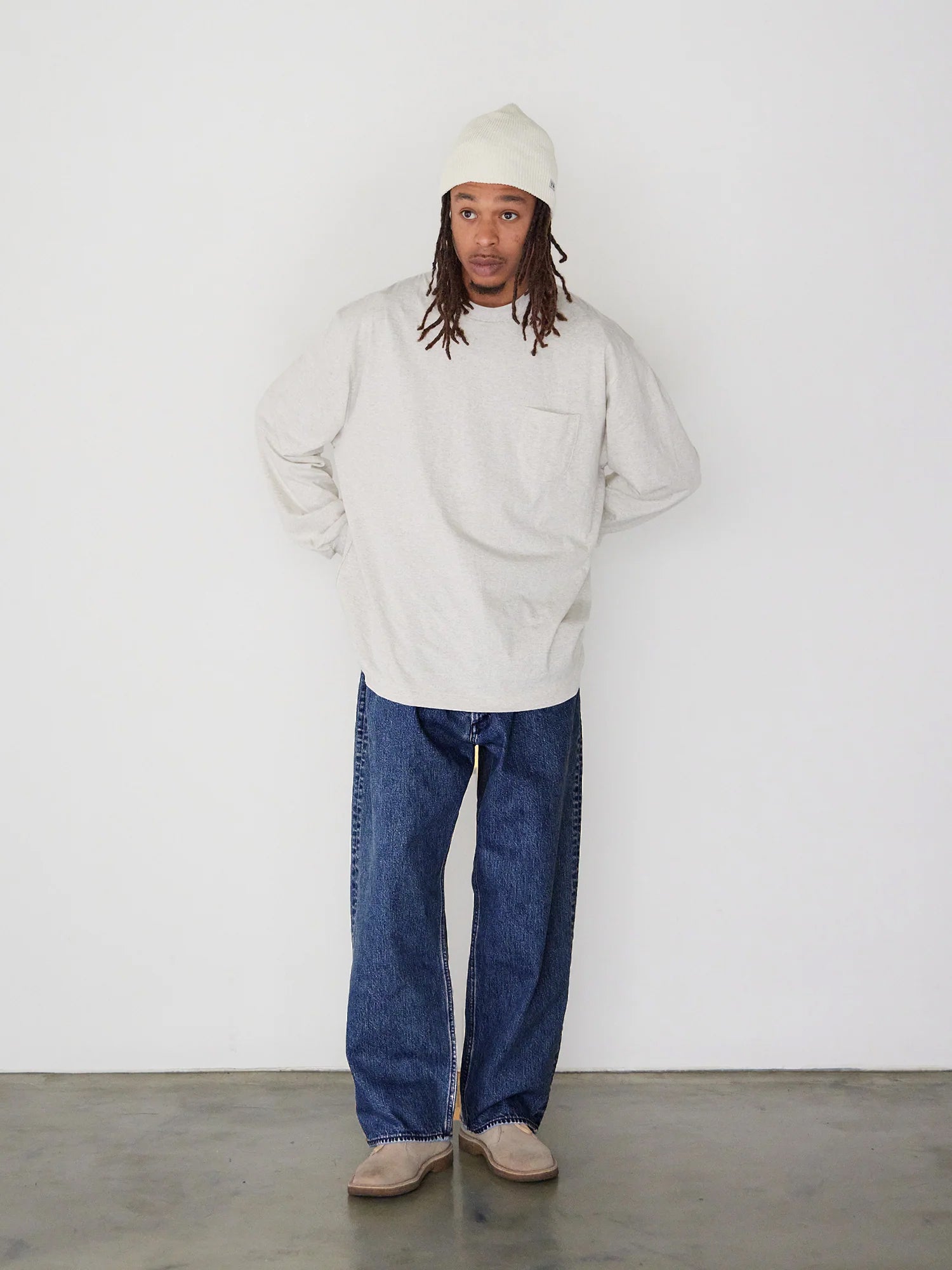 Relaxed fit 5-pocket washed denim