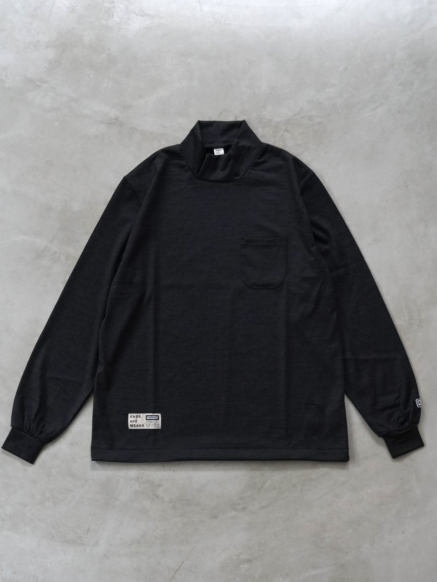 Merino Wool Pocket L/S Mock Neck Tee